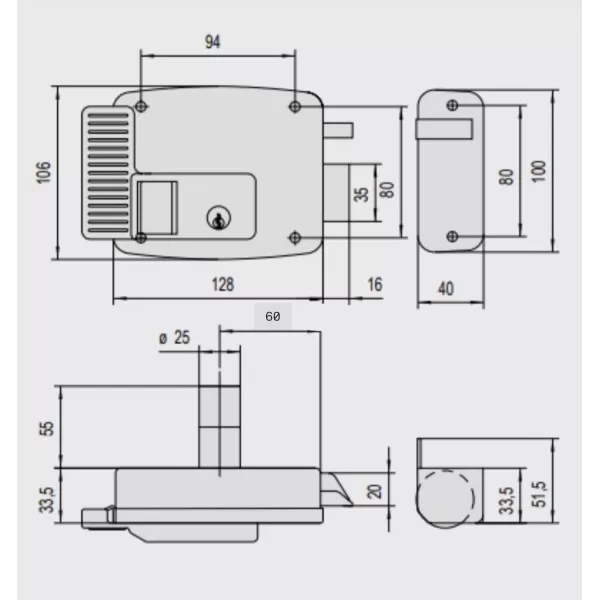 CISA ART.11731 ELETTROSERRATURA PER CANCELLO ENTRATA 60 MM DESTRA CON PULSANTE