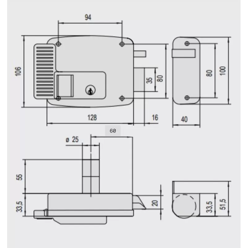 CISA ART.11731 ELETTROSERRATURA PER CANCELLO ENTRATA 60 MM SINISTRA CON PULSANTE