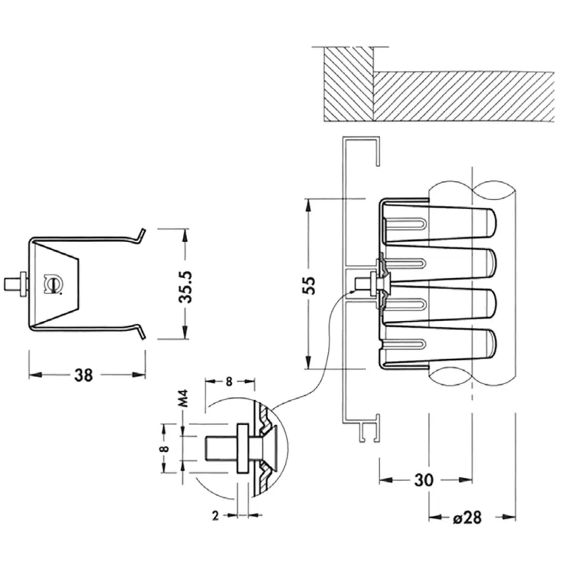VI.TEL. GANCIO IN FERRO ZINCATO 55-35,5 PER PIEDINO
