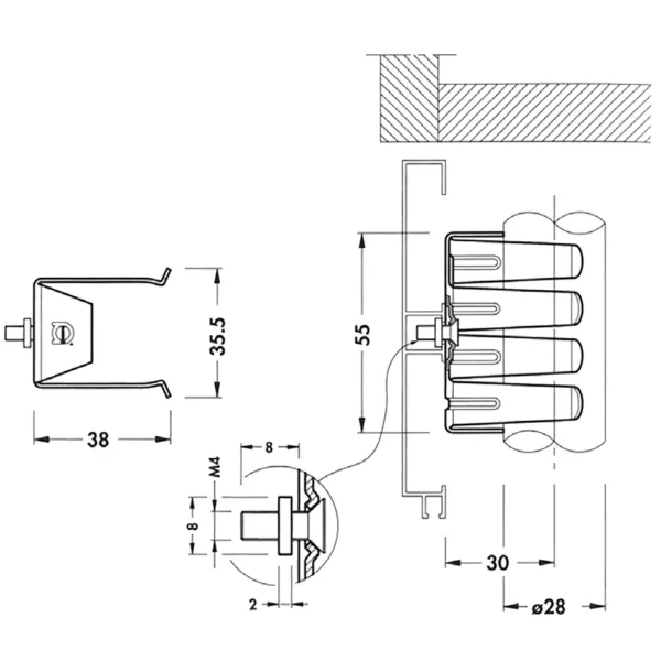VI.TEL. GANCIO IN FERRO ZINCATO 55-35,5 PER PIEDINO