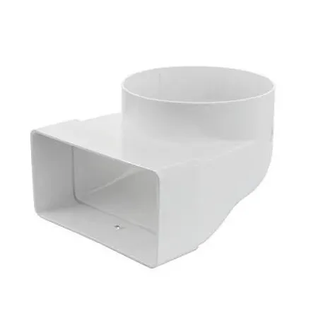 CURVA VERTICALE DI AERAZIONE DA DIAMETRO 125 A TUBO RETTANGOLARE 150X70 MM