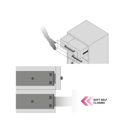 RAM INDUSTRIE GUIDE A SFERA ESTRAZIONE TOTALE CON CHIUSURA AMMORTIZZATA 600 MM SERIE E42 - 30 KG 2