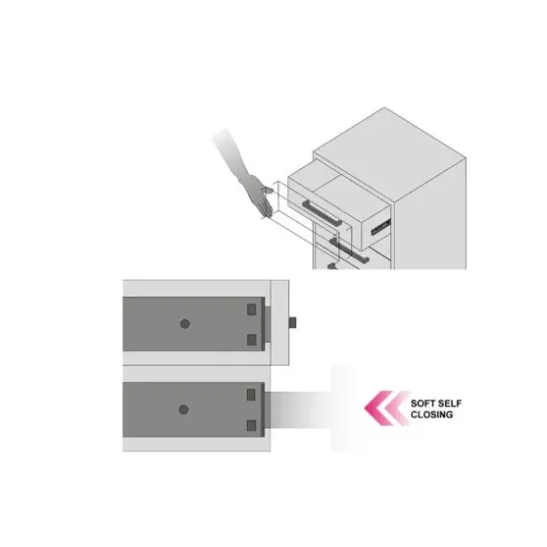 RAM INDUSTRIE GUIDE A SFERA ESTRAZIONE TOTALE CON CHIUSURA AMMORTIZZATA 550 MM SERIE E42 - 30 KG