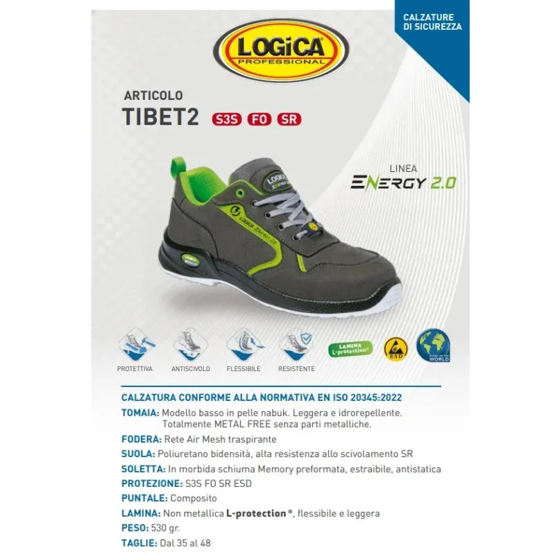 scarpa da lavoro antinfortunistica basse in pelle nabuk s3s logica umipas