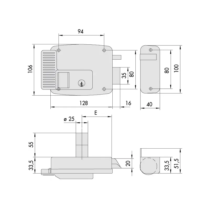 cisa serratura elettrica 11721 dx 60 mm umipas