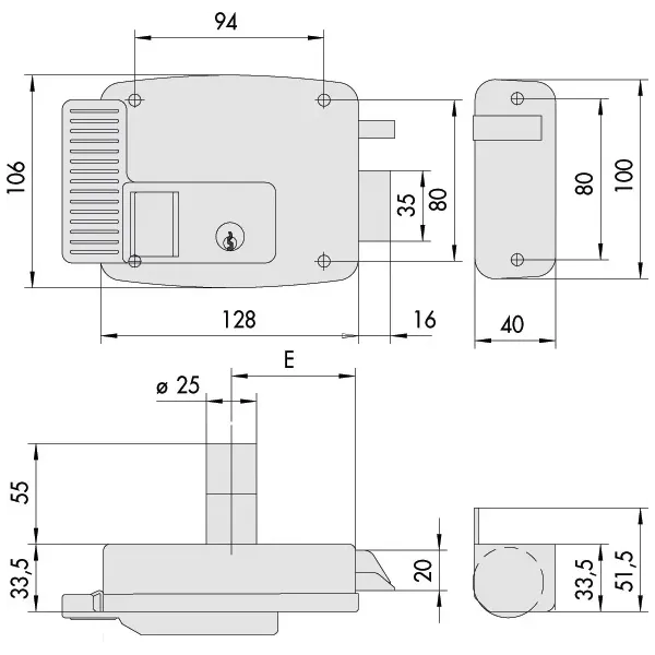 cisa serratura elettrica 11721 dx 60 mm umipas