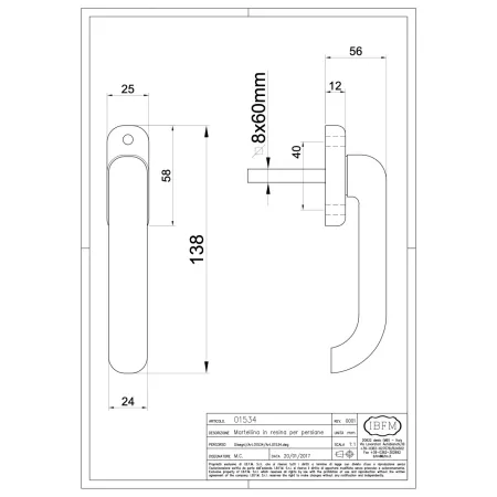 IBFM 1534 MEZZA MANIGLIA IN ALLUMINIO PER FINESTRE PERSIANE TIPO BASSO COLORE NERO 2