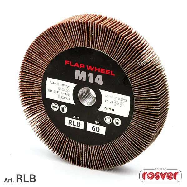 Rosver ruota lamellare diametro 115x20 mm foro m14 grana 40 umipas
