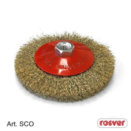 ROSVER SPAZZOLA CONICA CON FILI ONDULATI ACCIAIO SCO DIAMETRO 120 MM FORO M14
