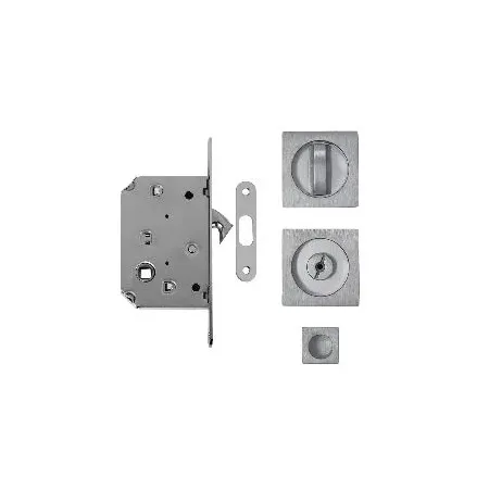 Comit KIT QUADRATO CON NOTTOLINO + TAGLIO VITE CON TRASCINATORE E SERRATURA COLORE CROMO SATINATO - Art. K302N05T03S01-2B