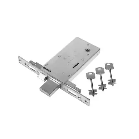 SERRATURA FEB DOPPIA MAPPA PER FASCE DA INFILARE ENTRATA 70 MM INTERASSE MANIGLIA 66 MM FRONTALINO 28 MM