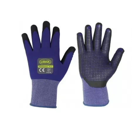 LOGICA GUANTI DA LAVORO NITRILE NERO DORSO AREATO PUNTINATO TAGLIA 8
