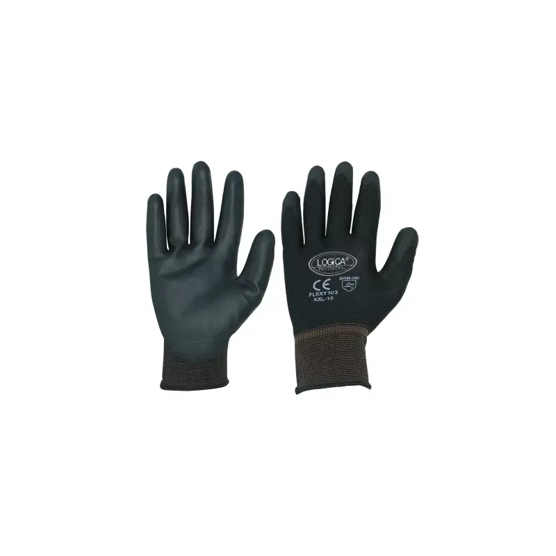Guanti lavoro poliuretano nero Tg 10 EN 388 Logica umipas