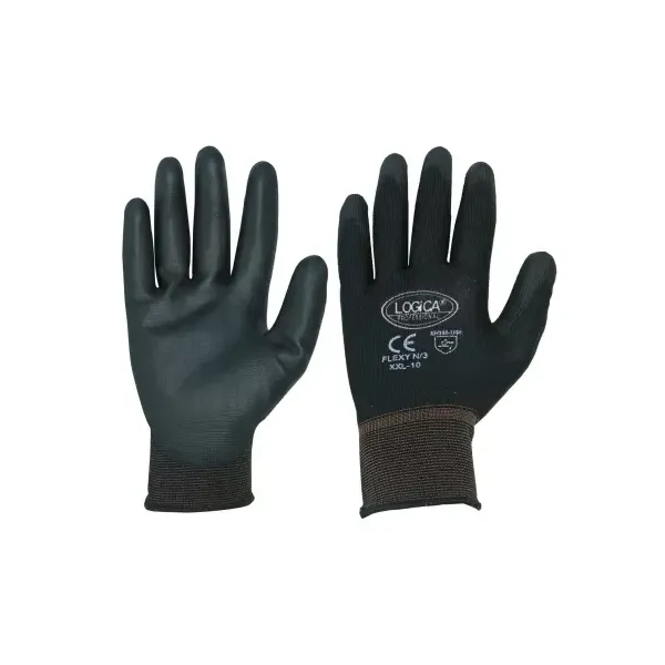 Guanti lavoro poliuretano nero Tg 10 EN 388 Logica umipas
