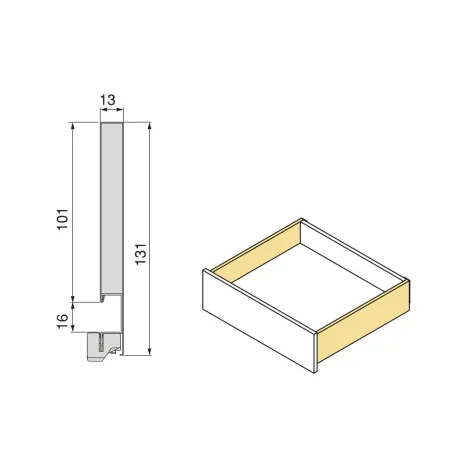 Emuca cassetto protone con guide soft h. 131 prof. 400 mm umipas 2