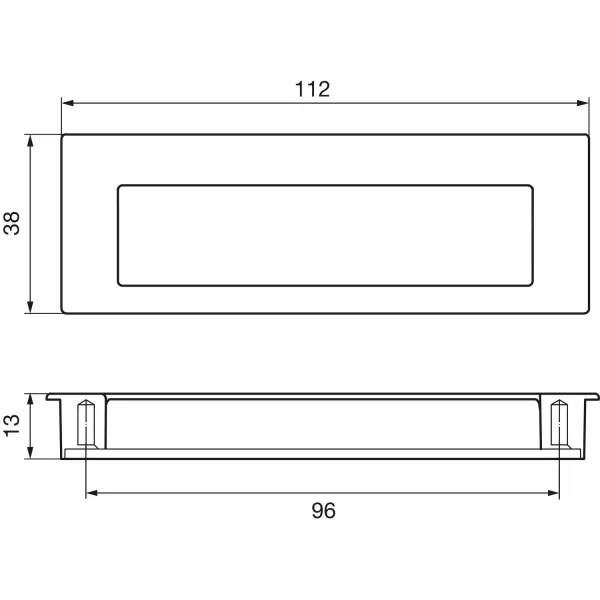 SIRO MANIGLIA NICOLA LUNGHEZZA 112 MM, INCASSO 106,5X31 MM, ZAMA NERO OPACO