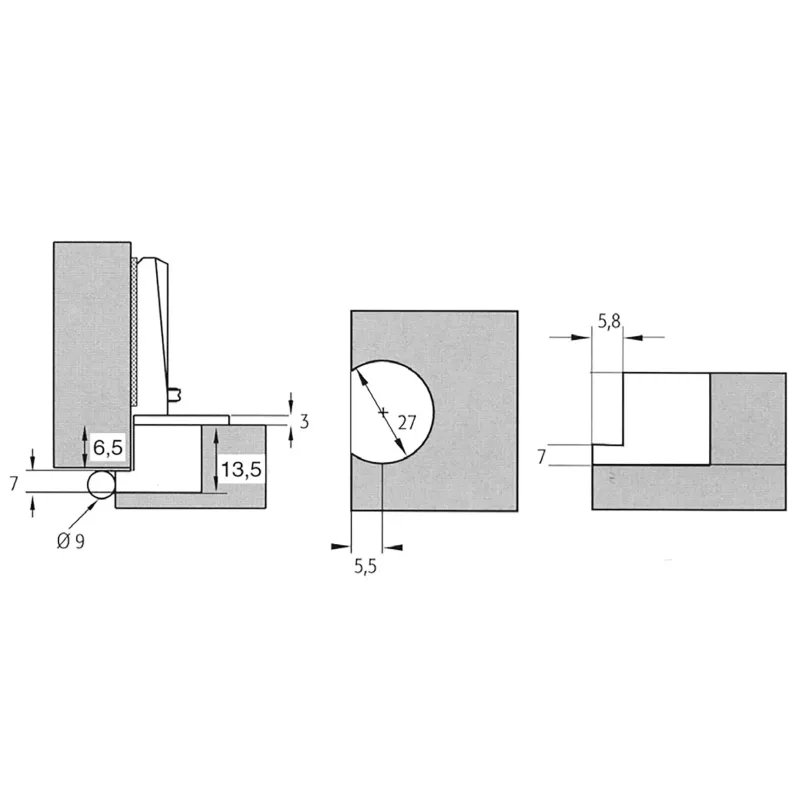 VI.TEL. CERNIERA PER PORTE IN BATTUTA SCODELLINO 27 MM BRONZATA