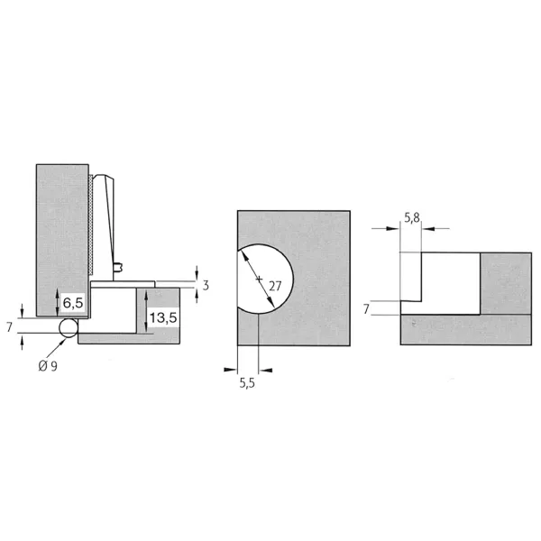 VI.TEL. CERNIERA PER PORTE IN BATTUTA SCODELLINO 27 MM BRONZATA