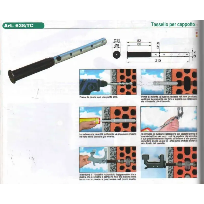 tassello per cappotto per ferma imposte grillo 6 mm umipas