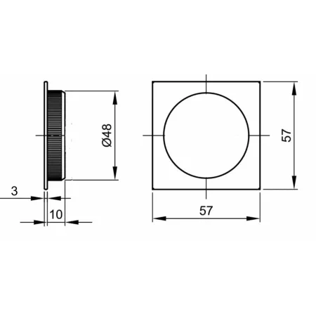 VI.TEL. KIT PORTE SCORREVOLI NICCHIA QUADRATA CIECA 57X57 MM FORO 48 MM ORO SATINATO 2