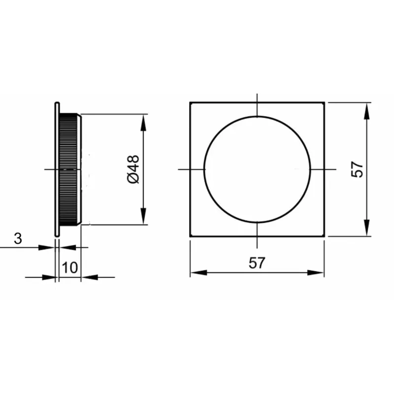 VI.TEL. KIT PORTE SCORREVOLI NICCHIA QUADRATA CIECA 57X57 MM FORO 48 MM ORO SATINATO
