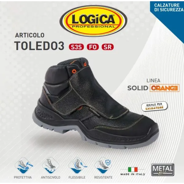 logica scarpe antinfortunistiche per saldatore alte nera n.39 umipas