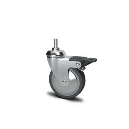 RUOTA PER ARREDAMENTO IN GOMMA SINTETICA AVO 220CBISB GIREVOLE CON FRENO DIAMETRO 100X24 MM CON PERNO 10X20 MM PORTATA 60 KG