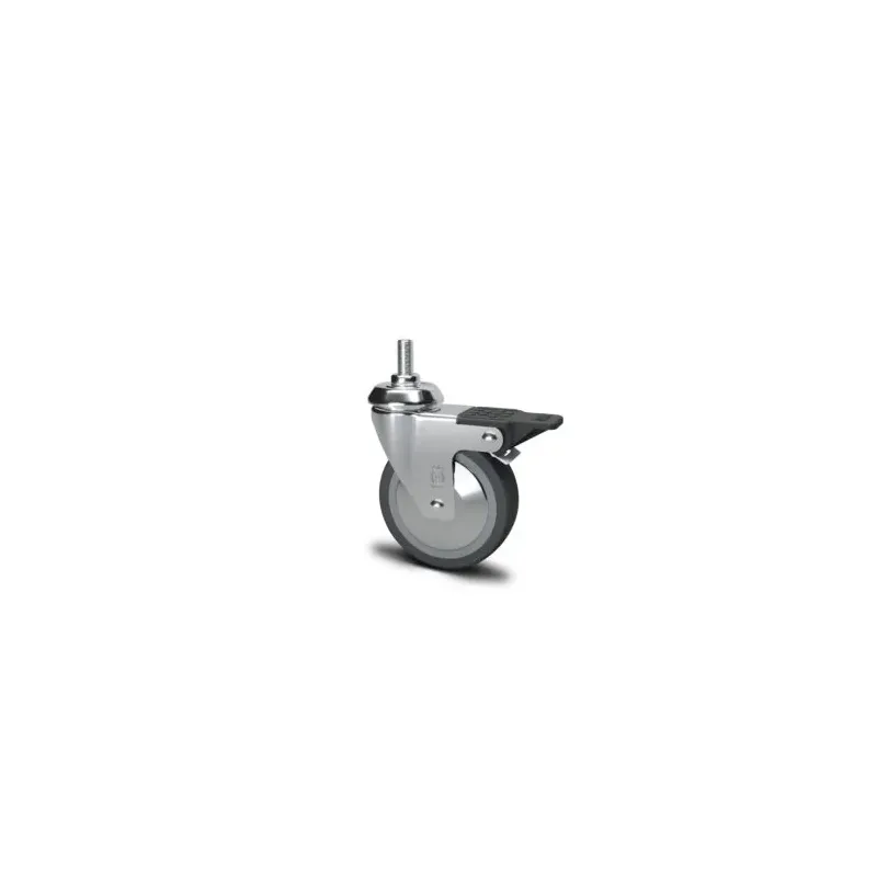 RUOTA PER ARREDAMENTO IN GOMMA SINTETICA AVO 220CBISB GIREVOLE CON FRENO DIAMETRO 100X24 MM CON PERNO 10X20 MM PORTATA 60 KG