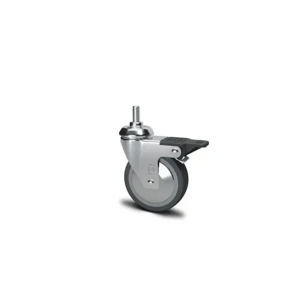 RUOTA PER ARREDAMENTO IN GOMMA SINTETICA AVO 220CBISB GIREVOLE CON FRENO DIAMETRO 100X24 MM CON PERNO 10X20 MM PORTATA 60 KG