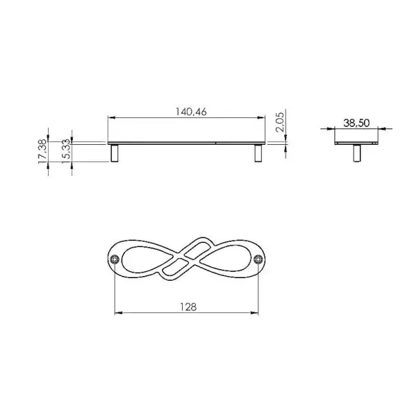Poliplast MANIGLIA PER MOBILI IN ZAMA INTERASSE 128 MM COLORE ORO - Art. 7007FM03