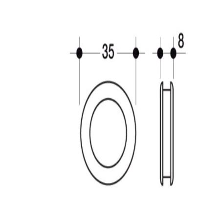 Poliplast MANIGLIA PER VETRO AD INCASSO 35 MM COLORE ALLUMINIO- Art. 078C RAL9006 2