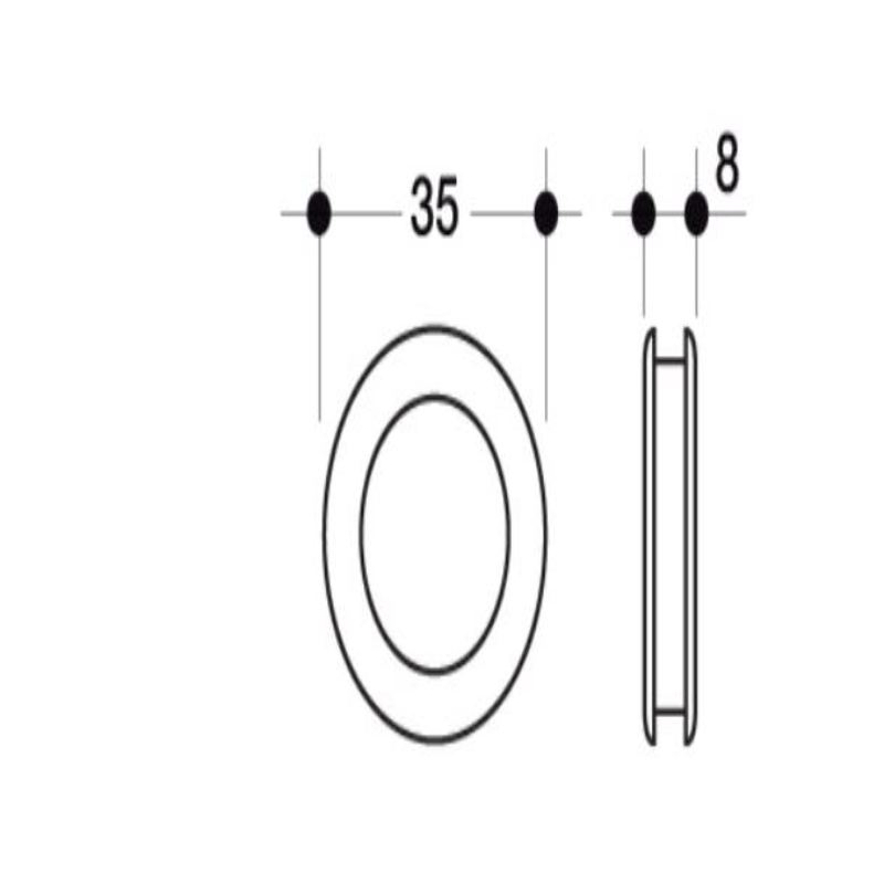 Poliplast MANIGLIA PER VETRO AD INCASSO IN ABS 35 MM COLORE ALLUMINIO- Art. 078C RAL9006