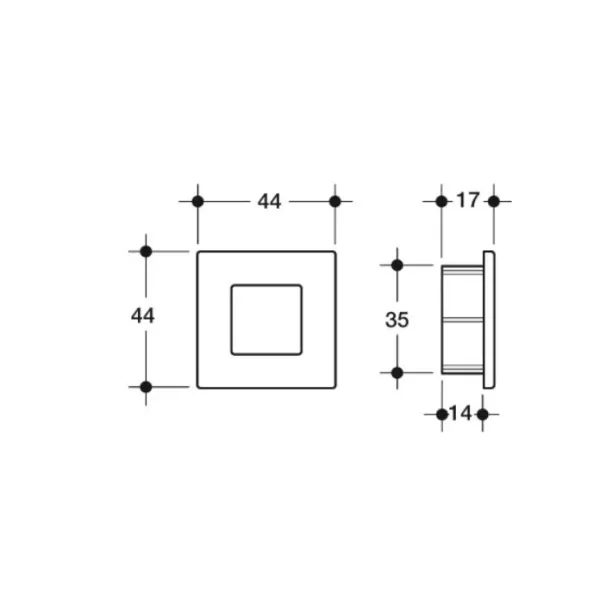 Poliplast MANIGLIA PER MOBILI AD INCASSO IN ABS 44X44 MM COLORE ALLUMINIO - Art. 344 RAL9006