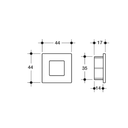 Poliplast MANIGLIA PER MOBILI AD INCASSO 44X44 MM COLORE CROMO LUCID0 - Art. 344 CL 2