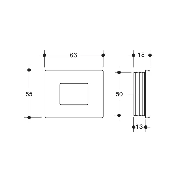 Poliplast MANIGLIA QUADRA PER MOBILI AD INCASSO 66X50 MM IN ABS COLORE ALLUMINIO - Art. 059 RAL9006