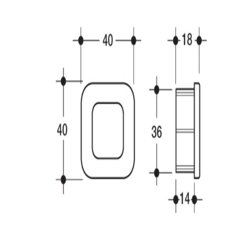 Poliplast MANIGLIA PER MOBILI AD INCASSO IN ABS 40X40 MM COLORE ALLUMINIO  - Art. 345 RAL9006
