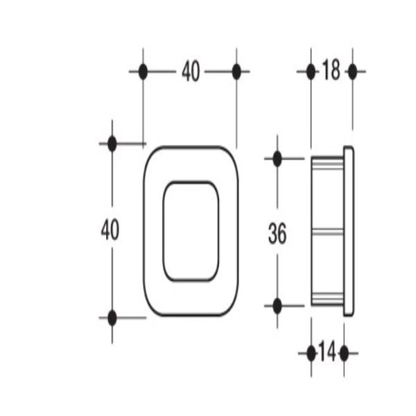 Poliplast MANIGLIA PER MOBILI AD INCASSO IN ABS 40X40 MM COLORE ALLUMINIO  - Art. 345 RAL9006