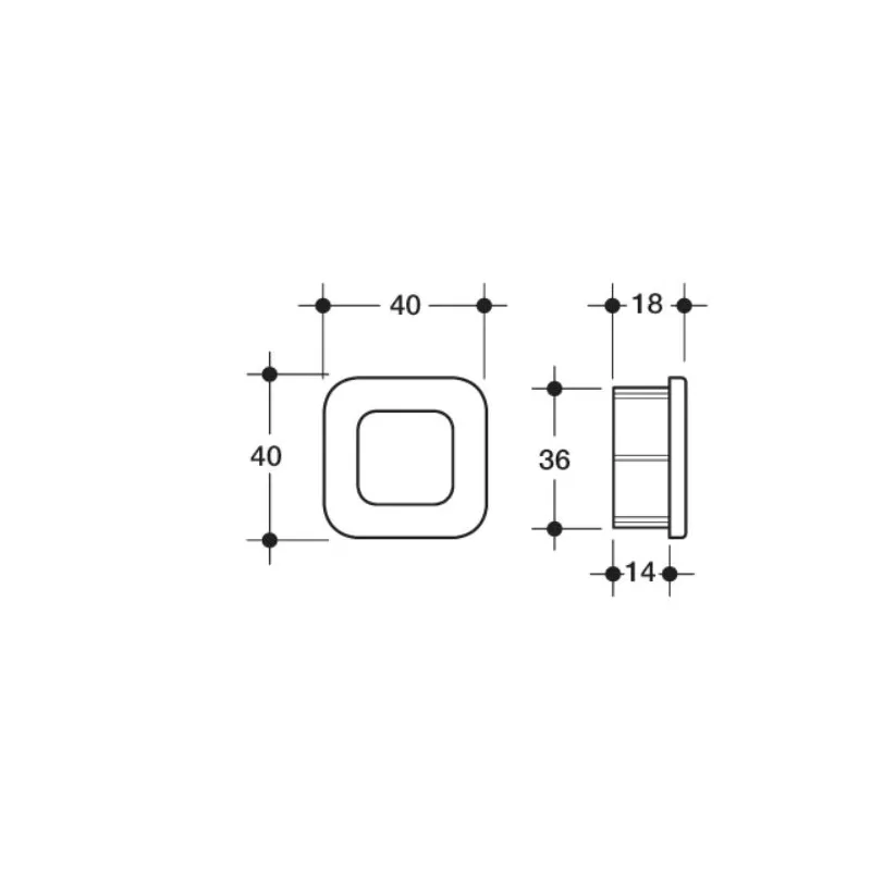 Poliplast MANIGLIA PER MOBILI AD INCASSO IN ABS 40X40 MM COLORE CROMO LUCIDO - Art. 345 CL