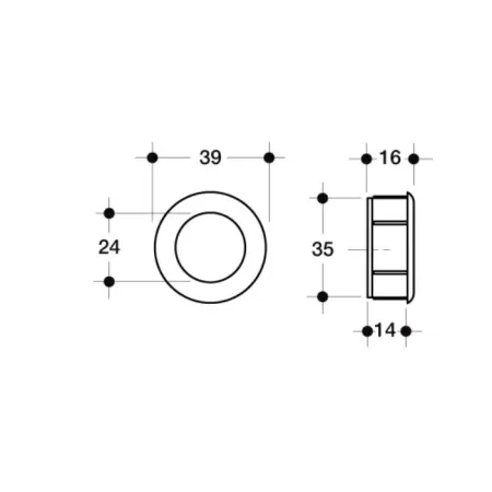 Poliplast MANIGLIA PER MOBILI AD INCASSO 39 MM COLORE CROMO LUCIDO - Art. 053 CL 2
