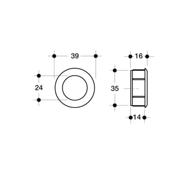 Poliplast MANIGLIA PER MOBILI AD INCASSO IN ABS 39 MM COLORE CROMO LUCIDO - Art. 053 CL