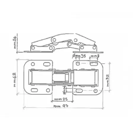 MACO CERNIERA SENZA INCASSO CON MOLLA APERTURA 90° 2