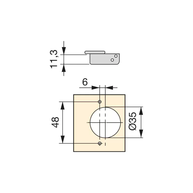 Emuca CERNIERA PER MOBILI FORO 35 APERTURA A 105° COLLO ALTO CHIUSURA NORMALE X91N- Art. 1041007