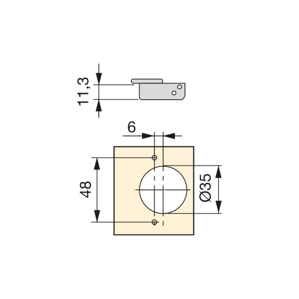Emuca CERNIERA PER MOBILI FORO 35 APERTURA A 105° COLLO ALTO CHIUSURA NORMALE X91N- Art. 1041007